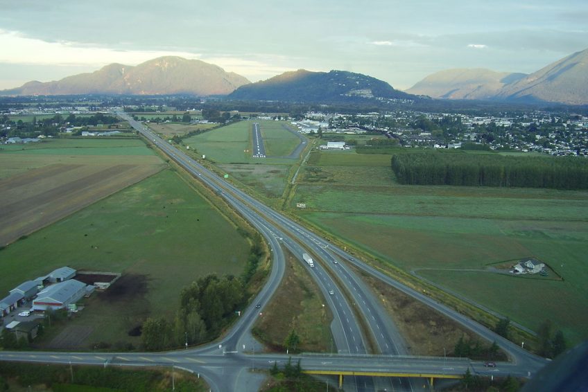 Looking west approaching Chilliwack Airport