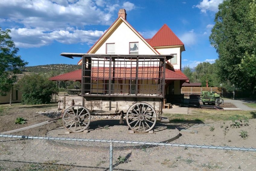 Antique wagon on display outside Ouray County Ranch history Museum