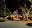 Gazebo and trees lit up for Christmas in front Street Park Leavenworth