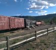 Old box cars on display at the Ridgway Railroad Museum